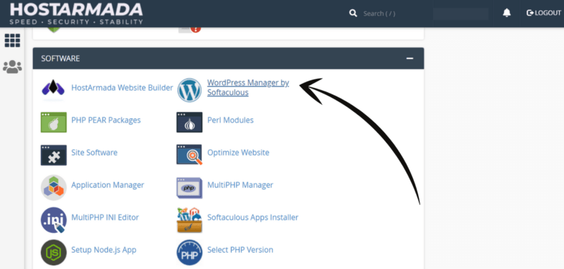 Click on WordPress Manager by Softaculous to install WordPress for your car blog.
